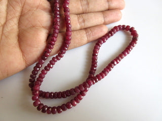 Ruby Beads, Faceted Rondelle Beads, Natural Ruby Beads, 3.5mm To 4.5mm Beads, 16 Inch Strand, SKU-R1