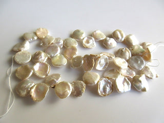 Fancy Pearls, Coin Pearl, Fresh Water Pearls, Loose Pearls, Ivory Pearls, 7 Inches, 12x14mm To 14x18mm Each, SKU-FP4