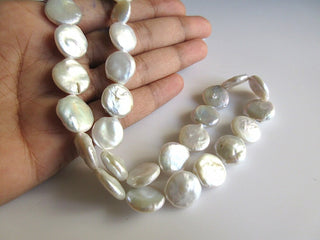 Coin Pearls, Freshwater Pearls, Loose Pearls, Fancy Pearls, Ivory Pearls, 15 Inches, 15mm Each, SKU-FP5
