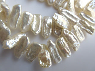 Biwa Pearl, Rectangle Pearls, Ivory Pearls, Fresh Water Pearls, Loose Pearls, 15 Inches, 14mm To 20mm Each, SKU-FP11