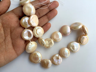 Fancy Peach Color Coin Pearls, Fresh Water Pearls, Loose Pearls, 8 Inches, 20mm Each, SKU-FP23