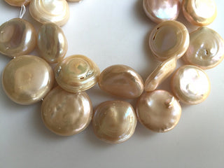 Fancy Peach Color Coin Pearls, Fresh Water Pearls, Loose Pearls, 8 Inches, 20mm Each, SKU-FP23