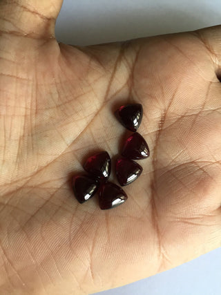 10 Pieces 8x8mm Each Garnet Trillion Shaped Wine Red Color Loose Cabochons For Jewelry SKU-G7