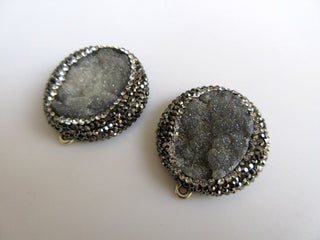 1 Pieces Druzy Connector, Crystal Rhinestone Pave, Gemstone Connector, Jewelry Connector, 30mm, SKU-TC1