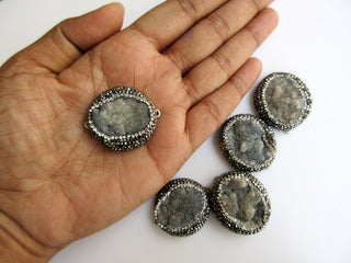 1 Pieces Druzy Connector, Crystal Rhinestone Pave, Gemstone Connector, Jewelry Connector, 30mm, SKU-TC1