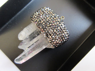 Beautiful Raw Crystal Connector, Crystal Pave Rhinestone Pave, Gemstone Connector, Single Loop 30mm To 40mm, SKU-TC11