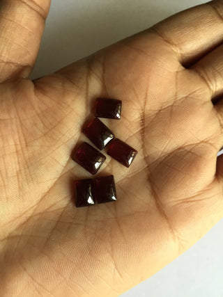 50 Pieces Wholesale 8X6mm Each Natural Garnet Rectangle Shaped Smooth Flat Back Loose Cabochons SKU-G10