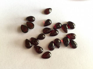 50 Pieces Wholesale 9x6mm Each Garnet Pear Shaped Wine Red Smooth Flat Back Loose Cabochons SKU-G14