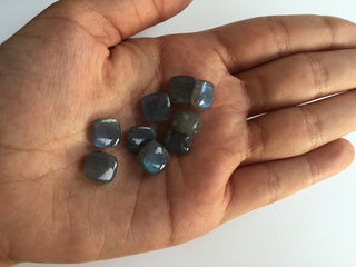 10 Pieces 10x10mm Each Smooth Labradorite Square Shaped Black with flashes blue Loose Cabochons SKU-L7