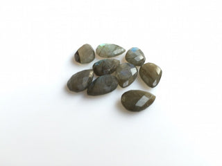 10 Pieces 12x8mm Each Labradorite Pear Shaped Black with flashes of blue Faceted Loose Gemstones SKU-L3