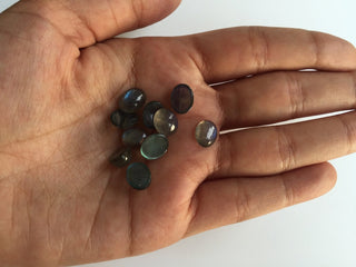 10x8mm Each Oval Shaped Black with Flashes of blue Labradorite Loose Cabochons, Sold As 10 Pieces/50 Pieces, L6