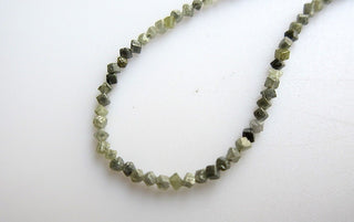 1.5mm To 2mm Rare Natural Green Diamond Box Beads, Natural Raw Rough Diagonal Drilled Diamond Box Beads, 8 Inch/16 Inch Strand, DD01