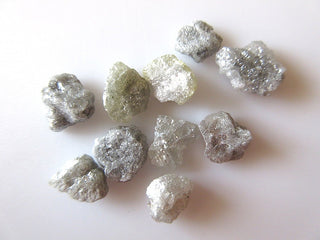 2 Pieces White/Grey Flat Rough Raw Uncut Loose Diamonds, 7mm Each Loose Diamonds For Jewelry, SKU-DD42