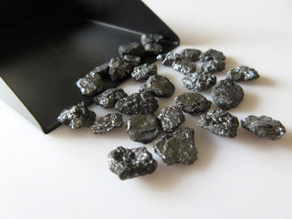 10 Pieces Black Flat Raw Rough Uncut Diamonds, 7mm each Natural Loose Diamonds SKU-DD43