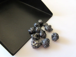 10 Pieces 5mm Each Wholesale Black Raw Rough Uncut Loose Diamonds, Natural Black Loose Diamond For Jewelry, SKU-DD45