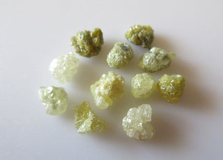 5 Pieces Raw Rough Yellow Diamonds, 5mm Each Uncut Diamonds For Making Jewelry SKU-DD65