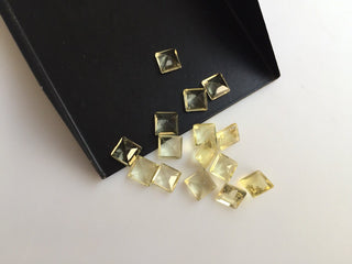 20 Pieces 6x6mm Each Lemon Quartz Faceted Princess Shaped Loose Gemstones SKU-LQ3