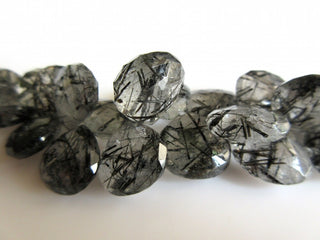 Rutile Quartz Briolettes, Huge Heart Briolette, Faceted Beads, Approx 16mm To 10mm Each, 7 Inch Full Strand, SKU-RQ5