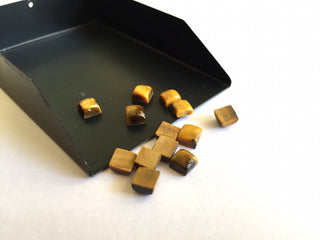 25 Pieces 5x5mm Each Tigers Eye Square Shaped Brown Color Smooth Flat Back Loose Cabochons TI2