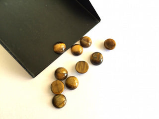 50 Pieces Wholesale 8x8mm Each Tigers Eye Smooth Loose Cabochons SKU-TI1