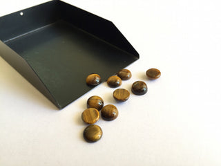 25 Pieces 8x8mm Each Tigers Eye Round Shaped Brown Color Smooth Flat Back Loose Cabochons TI1