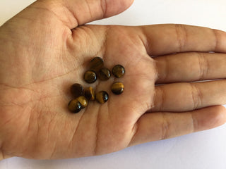 25 Pieces 8x8mm Each Tigers Eye Round Shaped Brown Color Smooth Flat Back Loose Cabochons TI1