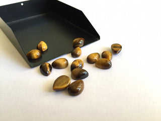 25 Pieces 10x7mm Each Smooth Tigers Eye Pear Shaped Brown Color Loose Cabochons SKU-TI3