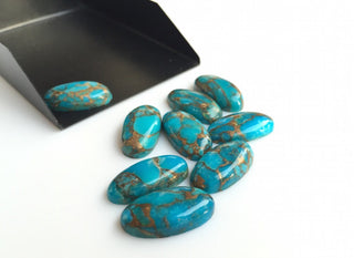 20x10mm Each Oval Shaped Blue Copper Turquoise Cabochon Lot, Sold Aa 4 Piece/10 Pieces, SKU-CT2