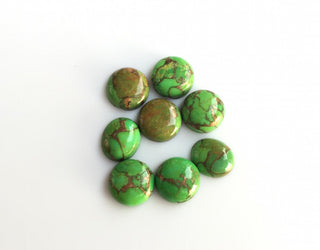 4 Pieces 12x12mm Each Green Copper Turquoise Round Shaped Loose Cabochon Lot SKU-CT1