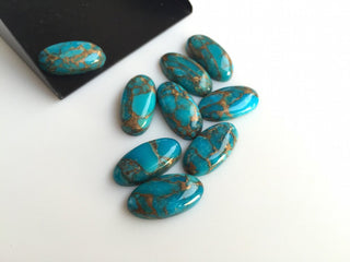 20x10mm Each Oval Shaped Blue Copper Turquoise Cabochon Lot, Sold Aa 4 Piece/10 Pieces, SKU-CT2