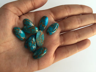 20x10mm Each Oval Shaped Blue Copper Turquoise Cabochon Lot, Sold Aa 4 Piece/10 Pieces, SKU-CT2