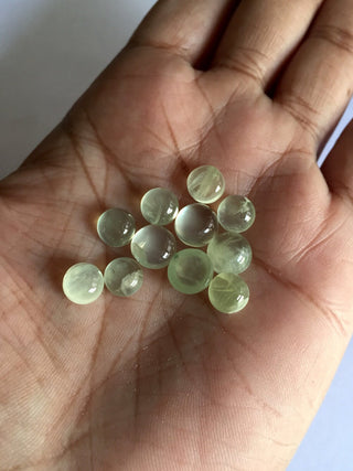 8 Pieces 7mm Each Prehnite Round Shaped Smooth Round Shaped Loose Cabochons SKU-PR4