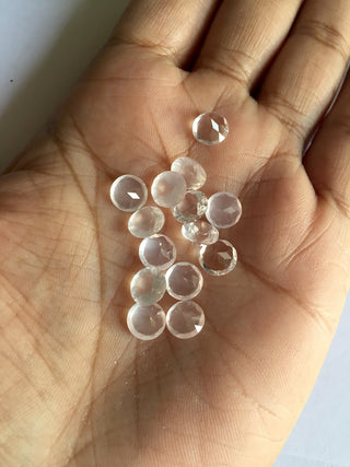 15 Pieces 7x5mm Each Rose Quartz Round Shaped Faceted Loose Gemstones SKU-RQ11