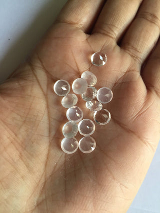 15 Pieces 7x5mm Each Rose Quartz Round Shaped Faceted Loose Gemstones SKU-RQ11