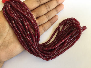 Ruby Rondelle Beads, Faceted Ruby Beads, Natural Ruby Beads, 3mm To 4mm Beads, 16 Inch Strand, SKU-R2