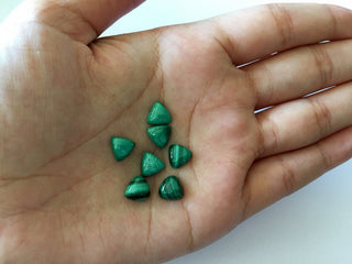 10 Pieces 8x8mm Each Malachite Trillion Shaped Green Color Smooth Loose Cabochon Lot ML2