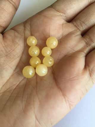 50 Pieces Wholesale 7mm Each Yellow Chalcedony Ball Shaped Loose Cabochons For Jewelry SKU-C10