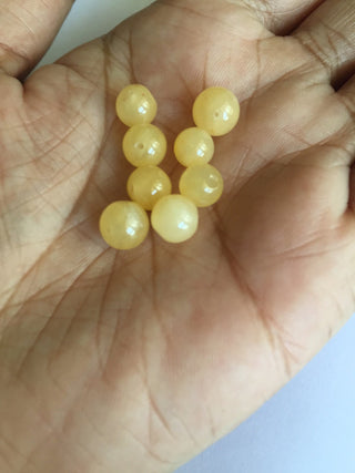 50 Pieces Wholesale 7mm Each Yellow Chalcedony Ball Shaped Loose Cabochons For Jewelry SKU-C10