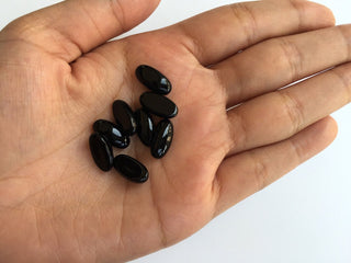 15 Pieces 14x7mm Each Black Onyx Oval Shaped Smooth Loose Gemstones BO13