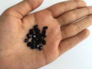 50 Pieces Wholesale 7x5mm Each Black Onyx Faceted Oval Shaped Loose Gemstones SKU-BO16