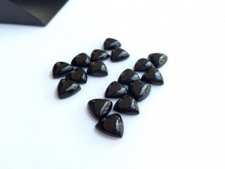 25 Pieces 8mm Each Black Onyx Smooth Trillion Shaped Loose Cabochons BO17