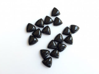 25 Pieces 8mm Each Black Onyx Smooth Trillion Shaped Loose Cabochons BO17