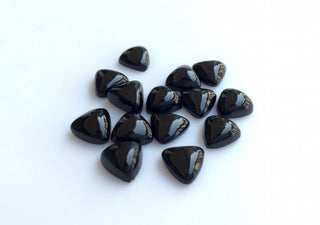 100 Pieces 8mm Each Black Onyx Trillion Shaped Smooth Flat Back Loose Cabochons SKU-BO12