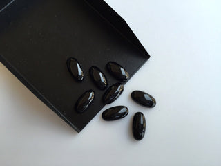 15 Pieces 14x7mm Each Black Onyx Oval Shaped Smooth Loose Gemstones BO13