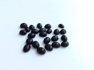 50 Pieces Wholesale 8x6mm Each Black Onyx Oval Shaped Smooth Loose Cabochons BO14