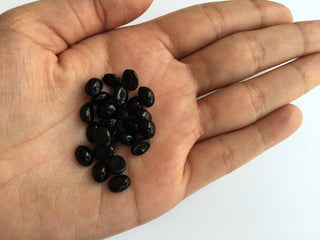 50 Pieces Wholesale 8x6mm Each Black Onyx Oval Shaped Smooth Loose Cabochons BO14