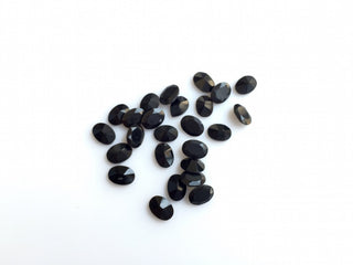 50 Pieces Wholesale 7x5mm Each Black Onyx Faceted Oval Shaped Loose Gemstones SKU-BO16