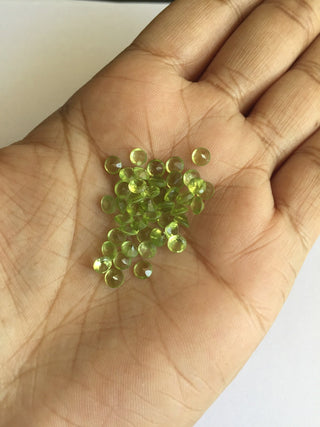 40 Pieces Wholesale 4mm Each Natural Peridot Round Shaped Faceted Green Color Loose Gemstones SKU-P2