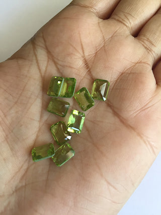 8 Pieces 8x6mm Peridot Emerald Cut Faceted Green Color Loose Gemstones SKU-P3