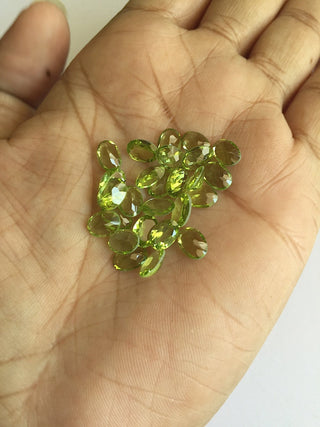 25 Pieces 7x5mm Peridot Faceted Oval Shaped Green Color Loose Gemstones SKU-P4